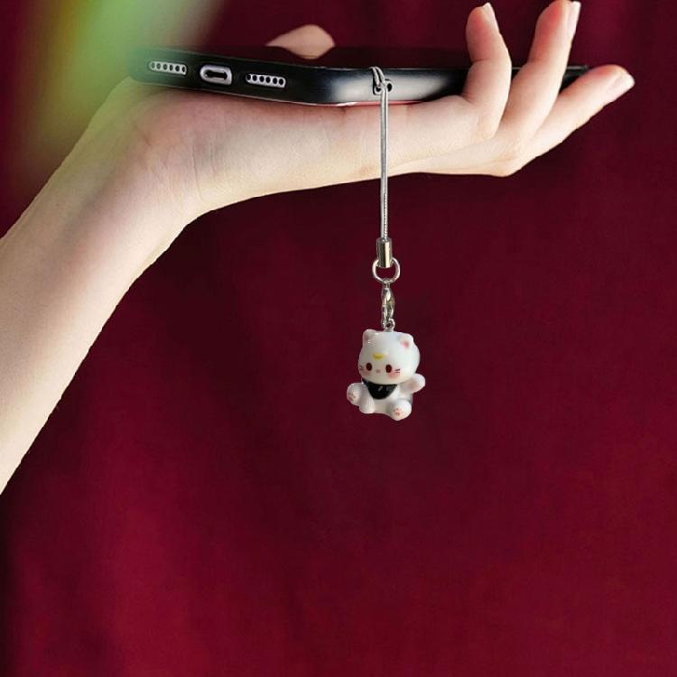 Fashionable Sturdy Resin Cats Pendant Phone Charm Keychain for Girls Perfect for Decorating Bags and Backpacks Ornament