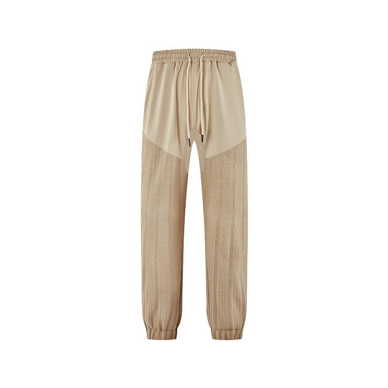 Casual trousers summer simple loose thin imitation hemp sports lace-up splicing men's sweatpants