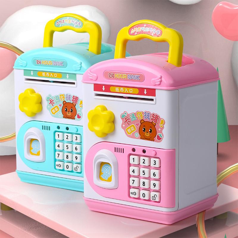 Children's Toy Password Fingerprint Smart Cartoon Music Light Piggy Bank Smart Piggy Bank Automatic Piggy Bank