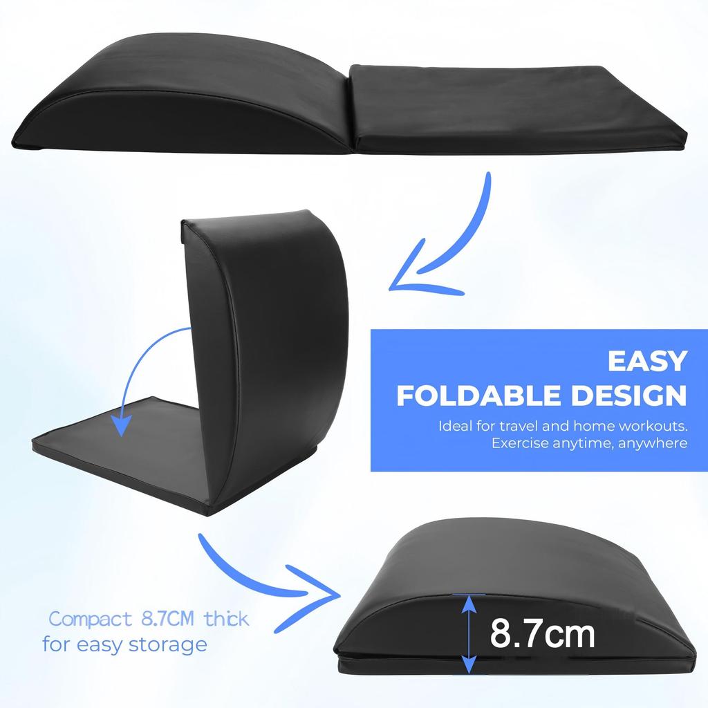 Adjustable Anti-Slip Sit-Up Bench-Foldable Comfortable Portable Abdominal Exercise Mat with PU Leather & Foam for Home Gym