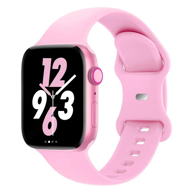 Silikonowy pasek do Apple Watch 44mm 45mm 40mm 41mm 42-38mm 45 mm bransoletka sportowa iwatch series 8 7 6 5 4 3 SE 9 Ultra 2 49mm