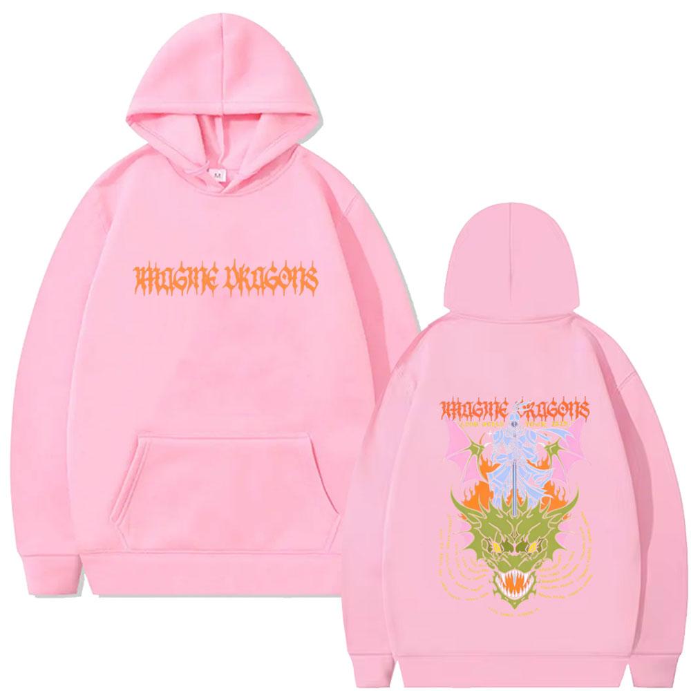 Bluza z kapturem Imagine Dragons Loom World Tour Męska Damska Moda Oversize Streetwear Mężczyzna Rock Kreskówkowy Smok Pulowerowe Bluzy z Kapturem