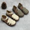 Johnature Sandalias casuales de cuero genuino para mujer, zapatos planos cómodos y versátiles con suela suave y transpirable
