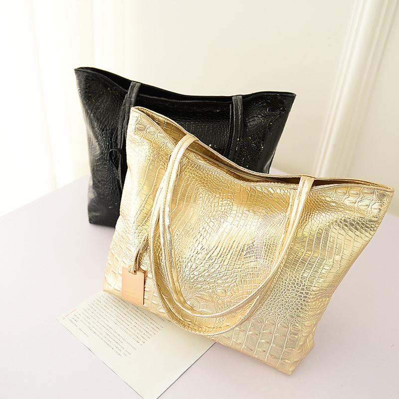 Damen-Schultertaschen Große Kapazität PU-Leder Retro Krokodilmuster Handtasche Mode Unterarm-Shopper Tragetaschen Qualität
