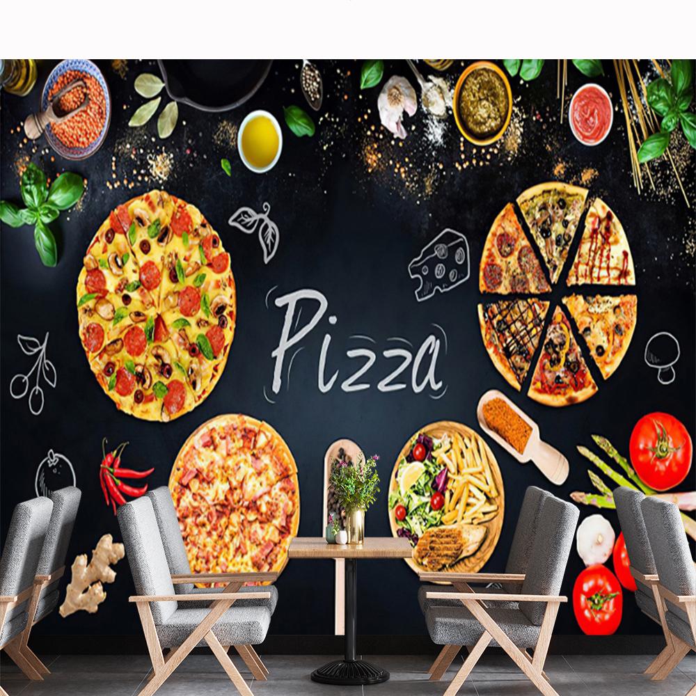 

Pizza Wallpaper Fast Food Restaurant Wall Mural 3d Snack Bar Pizza Murals 200 cm(W) x 140 cm(H)