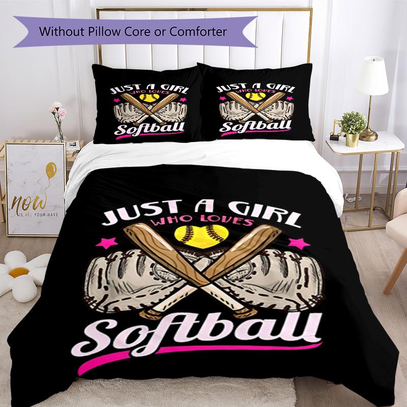 3pcs Baseball Bedding Set Duvet Cover Closure Includes 1 Duvet Cover & 2 Pillowcases, Soft and Comfortable for All Seasons.
