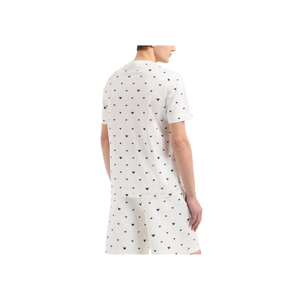 Emporio Armani Embroidered Logo All Over Print Short Sleeve T-Shirt Men Tops Off-White EM001400-AF10017-F0085