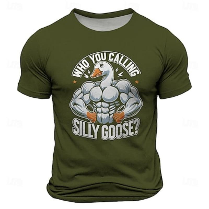 Graphic Swan Funny Retro Vintage Casual Street Style Men's 3D Print T Shirt Short Sleeve Crew Neck Shirt Spring Summer Clothing Apparel