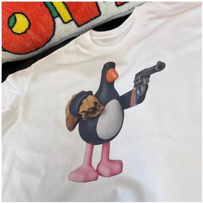 Camiseta de Manga Corta con Estampado de Pingüino de Dibujos Animados Americano 2025 Ajuste a Juego para Parejas Transpirable Top Casual Ropa Urbana Harajuku