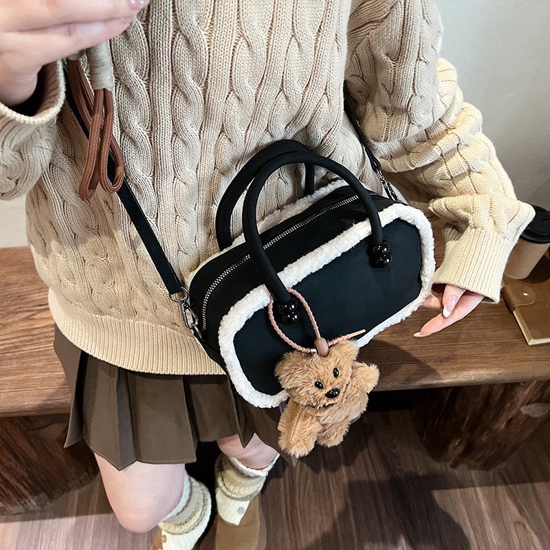 Vintage Plush Bag Bag Women'S Tide Deerskin Velvet Bowling Bag Crossbody Small Square Bag