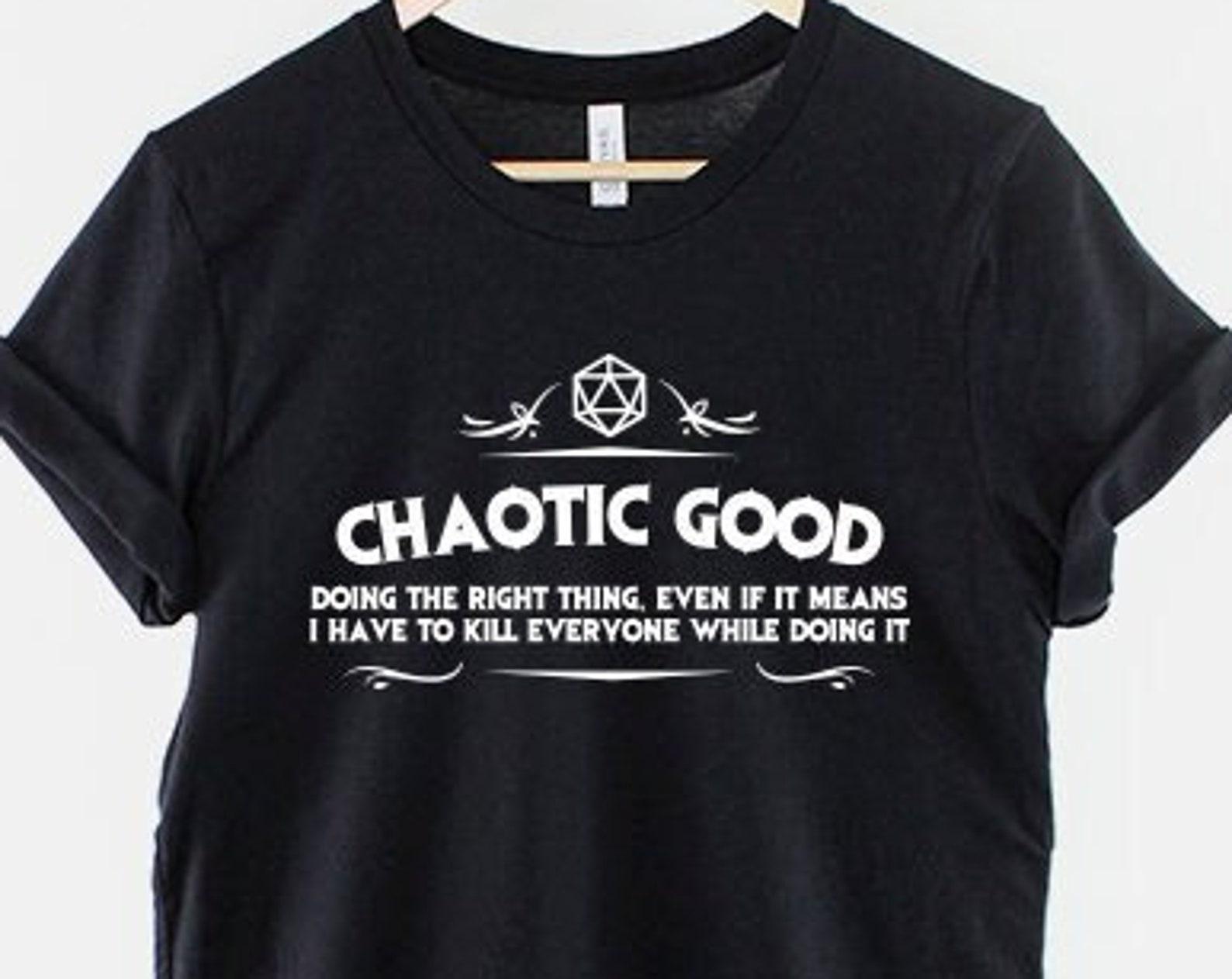 DnD Chaotic Good Shirt: Vibrant RPG Graphic - Unisex Cotton Tee, Lightweight, Roleplay Apparel 4XL