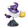Halloween Ghost Figurine Cute Flying Ghost on Broom with Spring Resin Small Ghost Sculpture Tabletop Decoration for Living Room Entryway Bookshelf