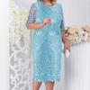 Spring Summer Plus Size Women's Patchwork Embroidered Lace Bodycon Dress, Cocktail Party Dress for European American Crossbody