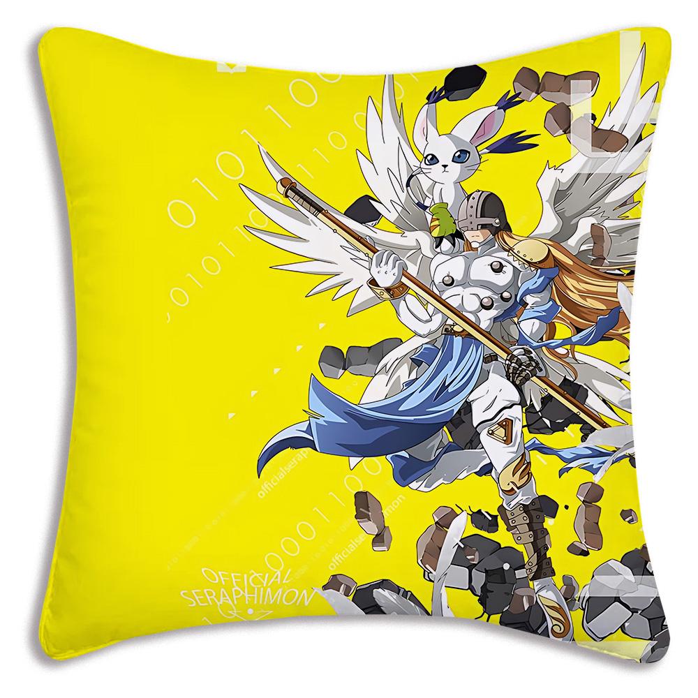 Anime For D-Digimons Pillow Covers Cartoon Sofa Decorative Home Double-sided Printing Short Plush Cute Cushion Cover