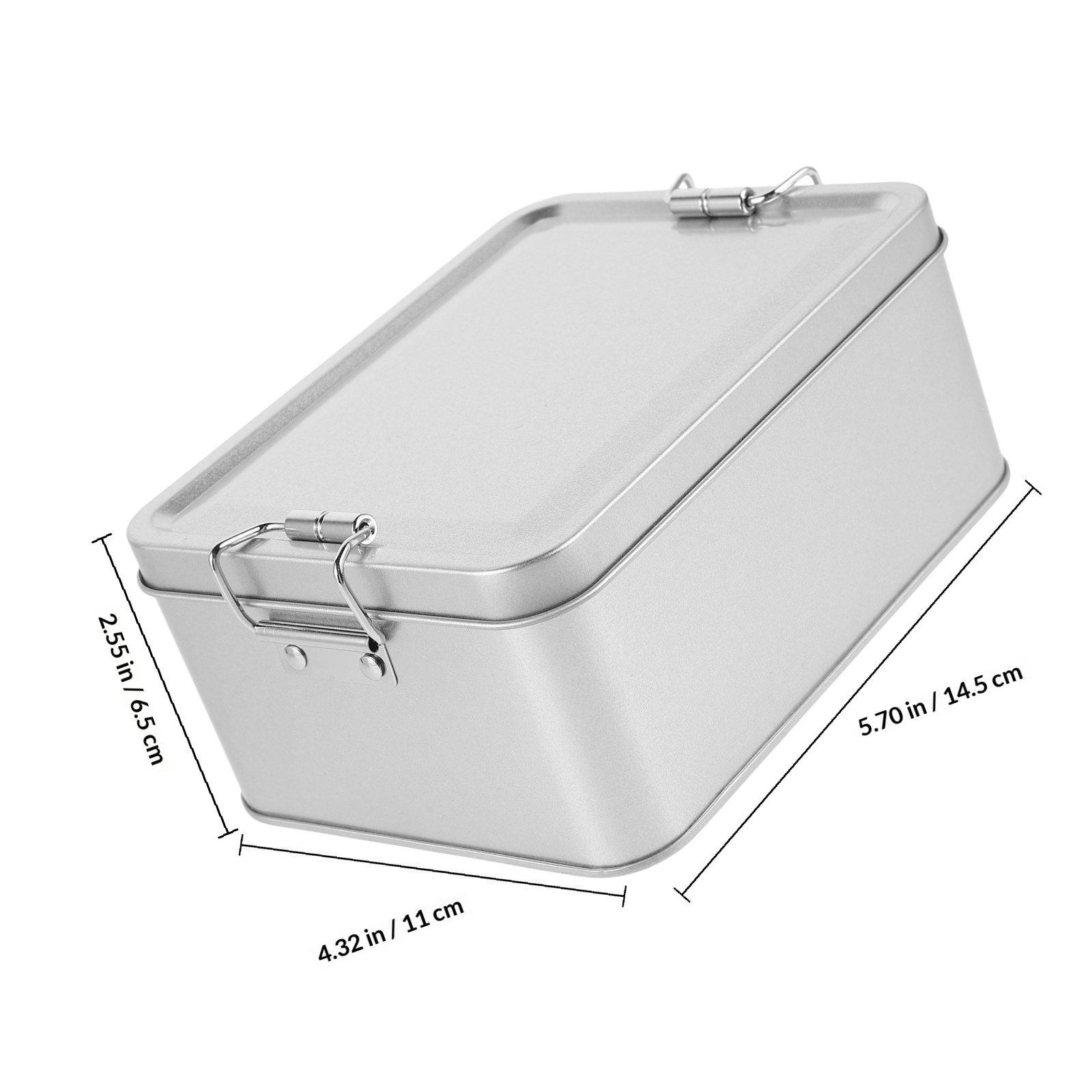 

Stylish Tinplate Box with Lid Heavy Duty Metal Storage Container for Tea Snacks Grains Nuts Candies Kitchen Pantry Decor срібний