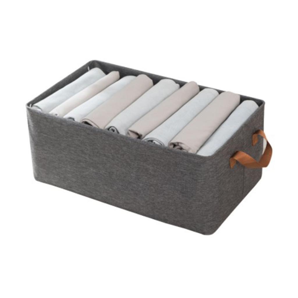 Clothes Storage Bin Foldable Cationic Clothes Organizer with Handle for Bedroom Closet Gray