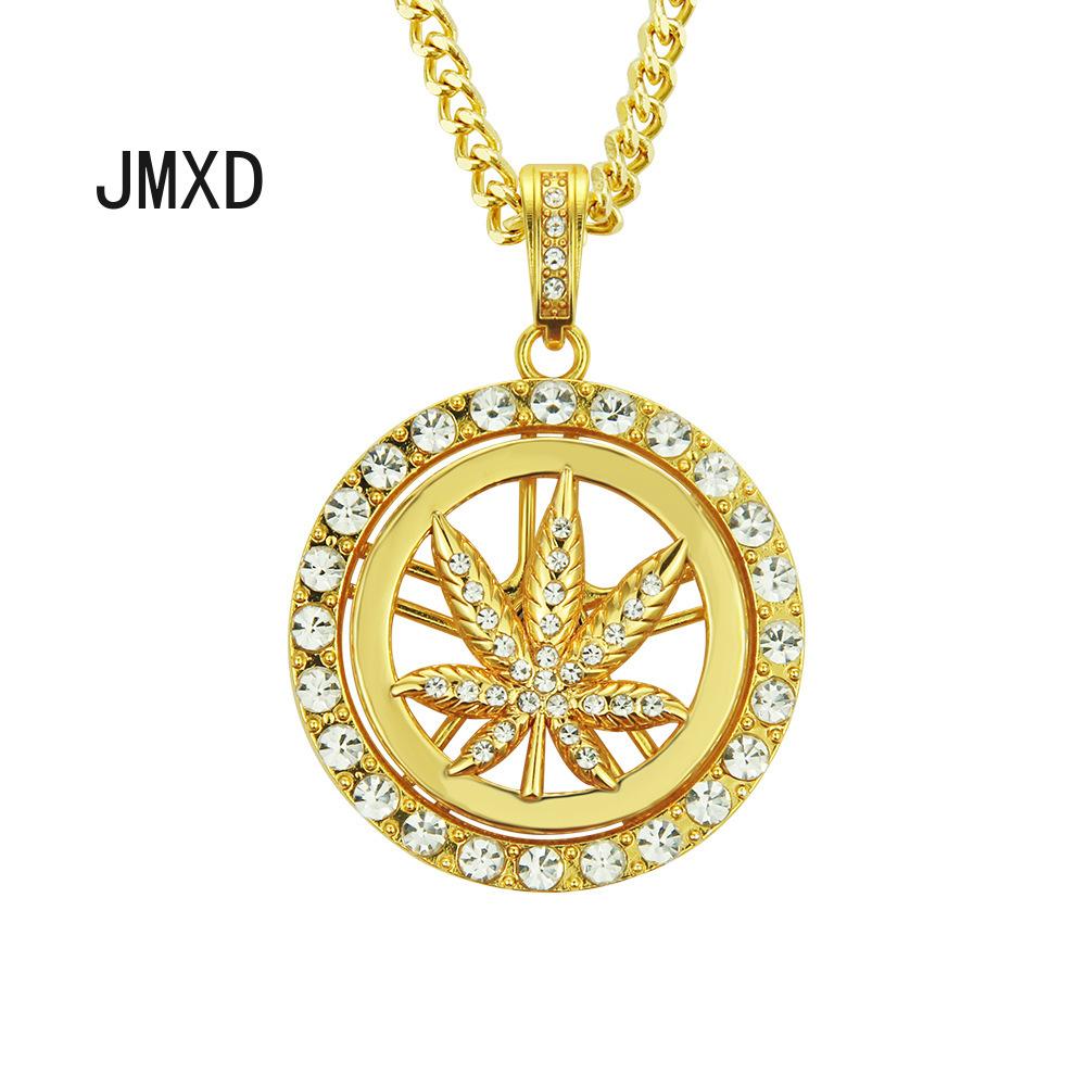 

JMXD хип-хоп бриллиантовый кленовый лист ожерелье с поворотным столом мужские вращающиеся ювелирные изделия с подвеской