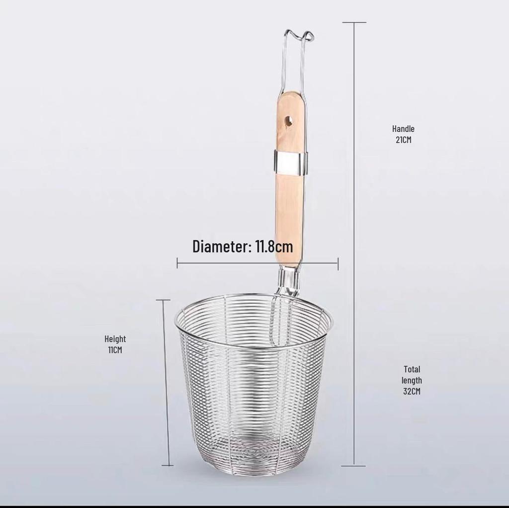 304 Stainless Steel Noodle Skimmer Ladle - Large Strainer for Mala Tang and Soup