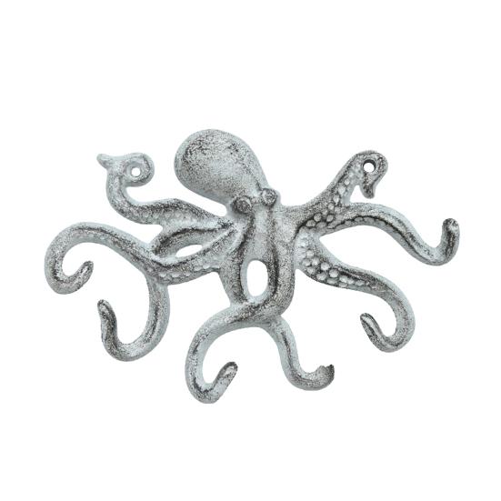 Gancho Decorativo para Abrigos de Pulpo de Hierro Fundido, Colgador de Metal Rústico para Ropa en Pared, Portarrollos para Toallas de Mano Náutico para Dormitorio Baño Cocina