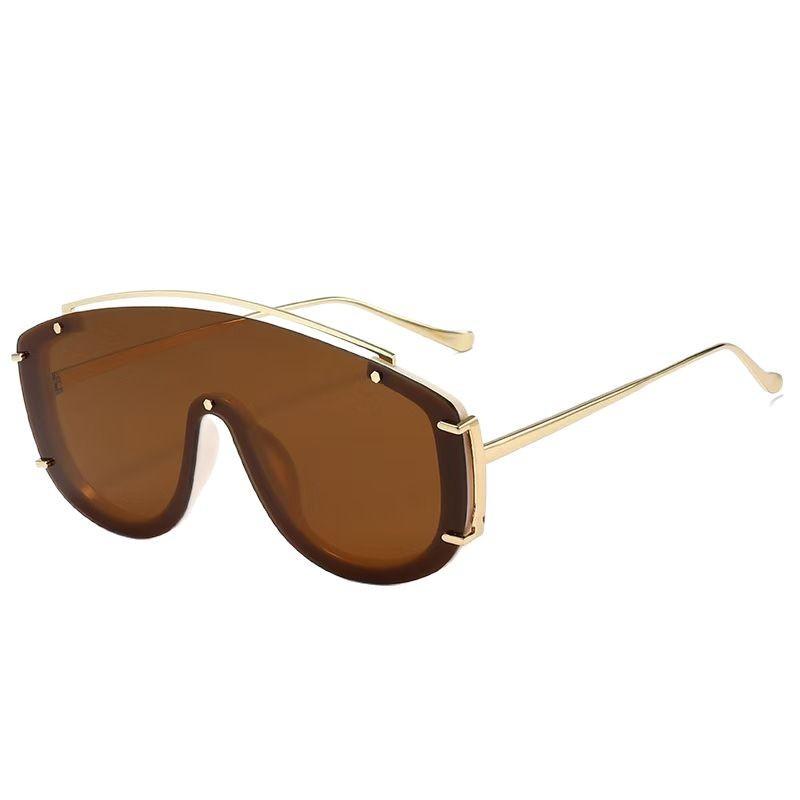 New Fashionable And Trendy Metal Frame Integrated Sunglasses Uv400 Neutral Personalized Outdoor Climbing Sunscreen Sunglasses