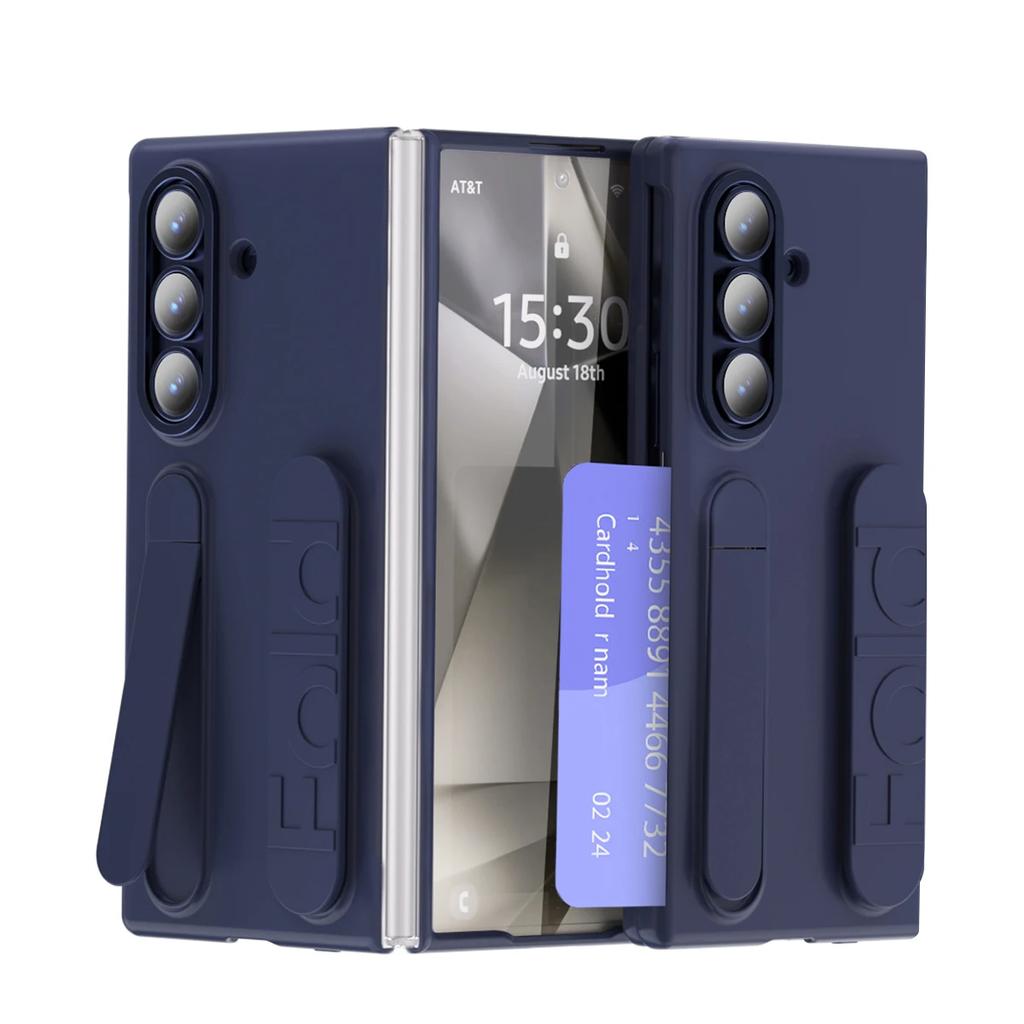 Vertical Wristband Card Slot Kickstand Case for Samsung Z Fold7 5G Invisible Bracket Wrist Stand for Galaxy Z Fold 7 6 5 4 Cover