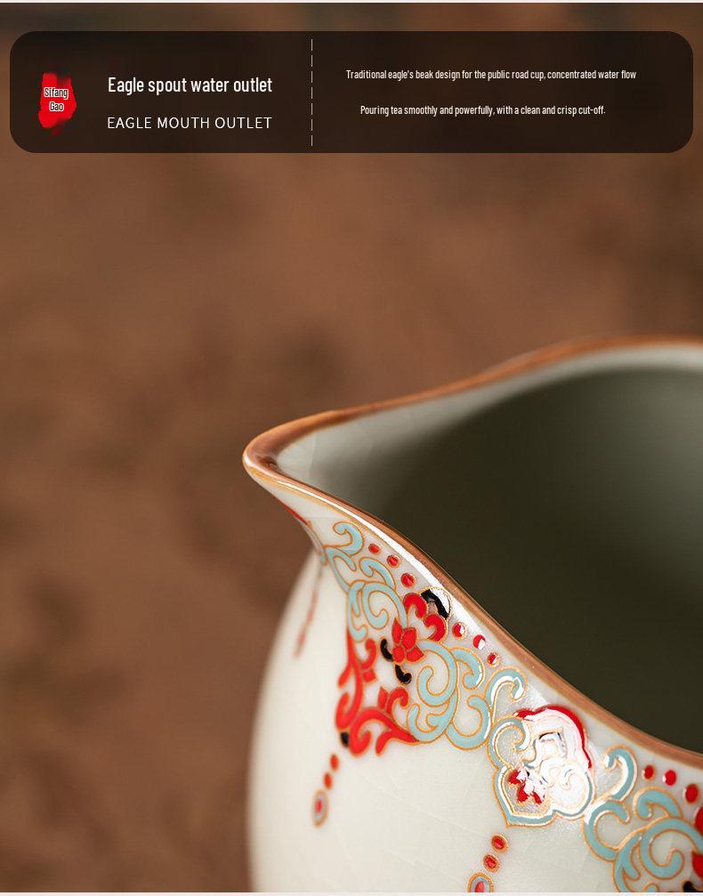 Beige Ru Kiln Kung Fu Tea Set - Ceramic Teapot Gaiwan & Teacups | Luxury Chinese Gift Box for Housewarming