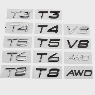 Coche T3 T4 T5 T6 T8 V8 AWD palabra cromo letra Logo insignia emblema calcomanías pegatina para Vol/vo S60 V70 V40 C30 XC60 S80 XC40 V60 XC70