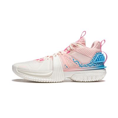Li Ning Storm 2024 Cushioning Breathable Lightweight Rebound Low Top Basketball Shoes Men's White Pink ABFU017-2