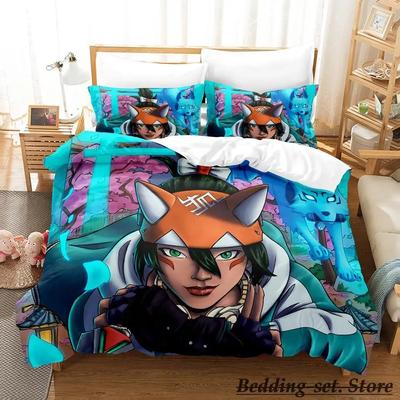 Overwatch 2 Kiriko Heads Bedding Set Single Twin Full Queen King Size Bed Set Adult Kid Bedroom Duvetcover Sets Anime Bed