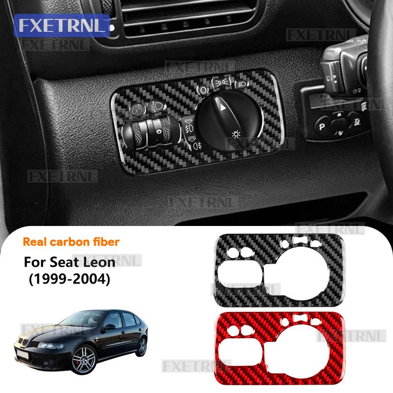 For SEAT Leon 1999 2000 2001 2002 2003 2004 MK1 1M LHD Soft Carbon Fiber Dashboard Headlight Control Switch Cover Accessories