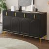 Sideboard mit goldenen Griffen und Beinen, 4 Türen, 4 Schubladen, mit abnehmbarer Laminatplatte, geeignet für Wohn- und Esszimmer, 140*38*82 cm.
