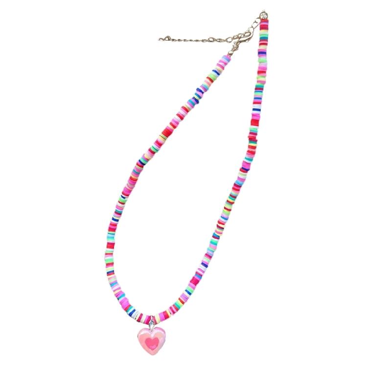 

Colorful Rainbow Bead Clavicle Chain Candy Color Dopamines Necklace Women Girl 1 рожевий