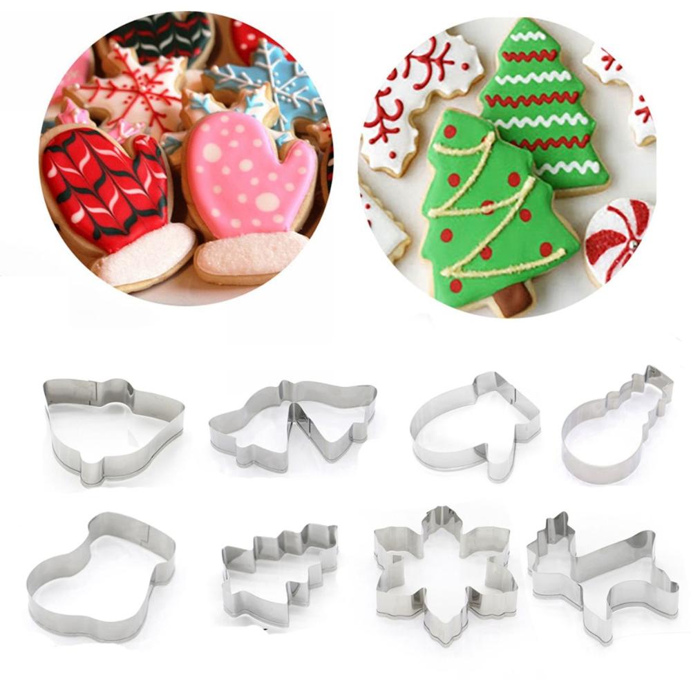 Steel Santa Claus Snowflake Elk Cookie Cutters Biscuit Mold Christmas Decoration Baking Tools