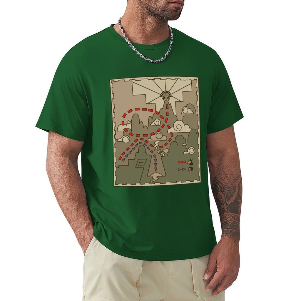 Kuzco Map T-Shirt Oversized Tees Vintage T Shirts Aesthetic Clothing Shirts Men Graphic