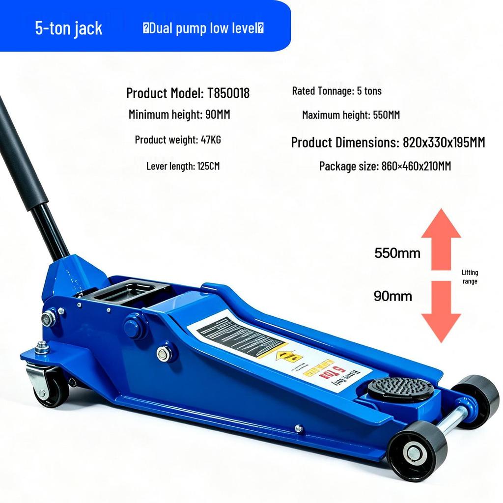 2-Ton Horizontal Hydraulic Car Jack for SUVs – 3T Tire Change Tool