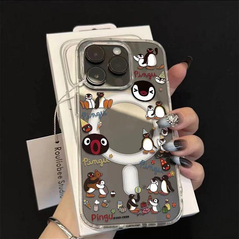 Pingu Familie Magnetische Hartschalenhülle für iPhone 12/13/15/16/17 Pro Max