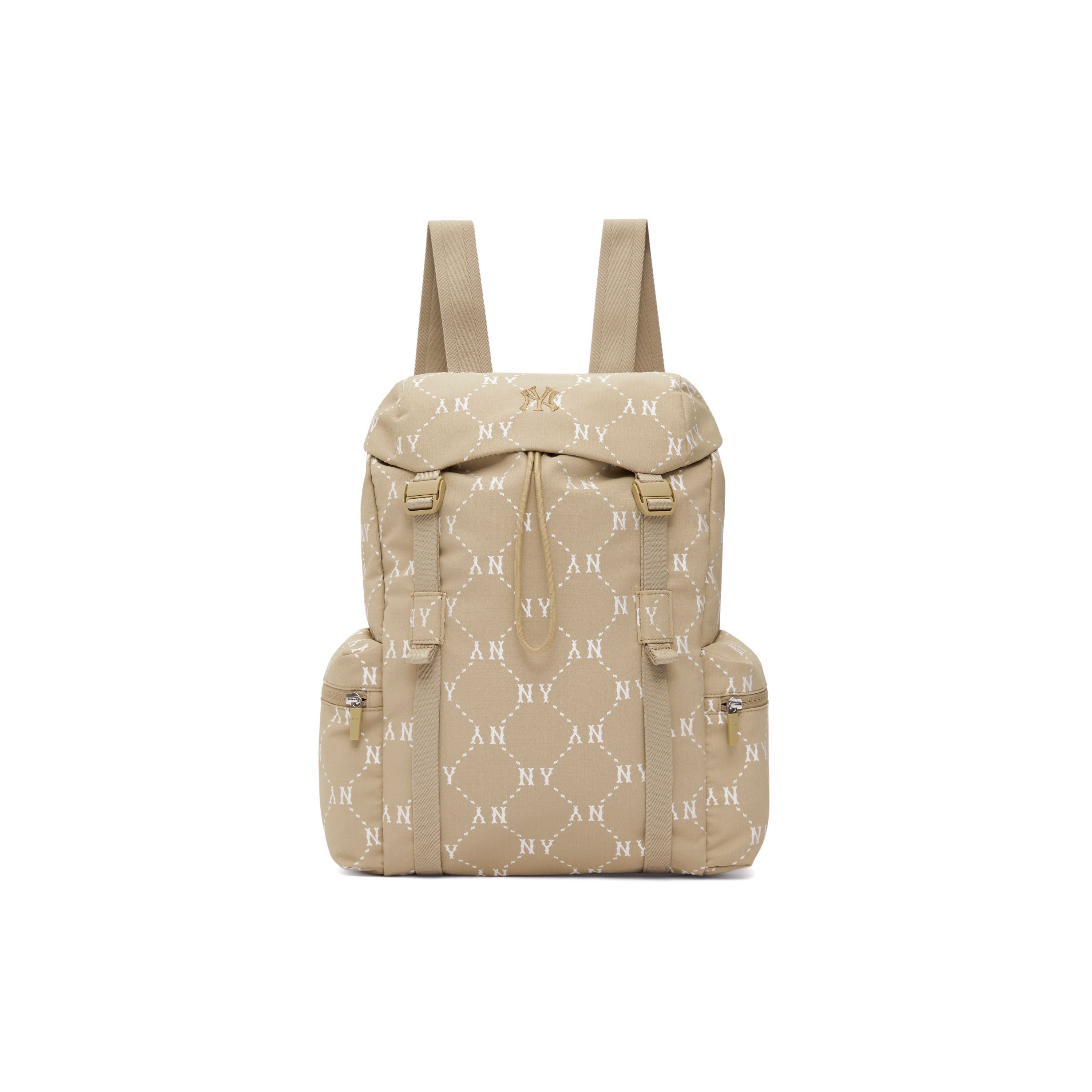 

MLB 25SS New York Yankees Full Print Large Capacity Ultra Light Camping Climbing Travel Outdoor Sports Functional Backpack 3ABKM035N-50BGD Beige Brown