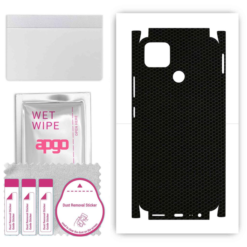 apgo Sticker protector de piele pentru spate+laterale compatibil cu Realme Narzo 30A, Folie Full Wrap, Folie, Vinil - Model Matrice