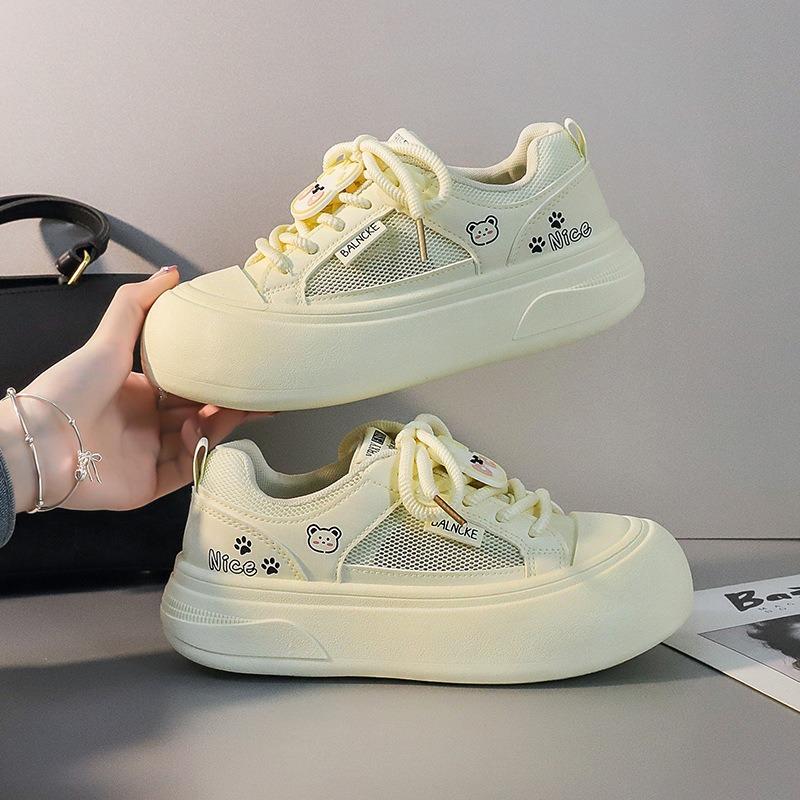 0 Thick-soled New Spring Low-top Sports Shoes Student Ugly Cute Little White Shoes Heightening Bread Shoes