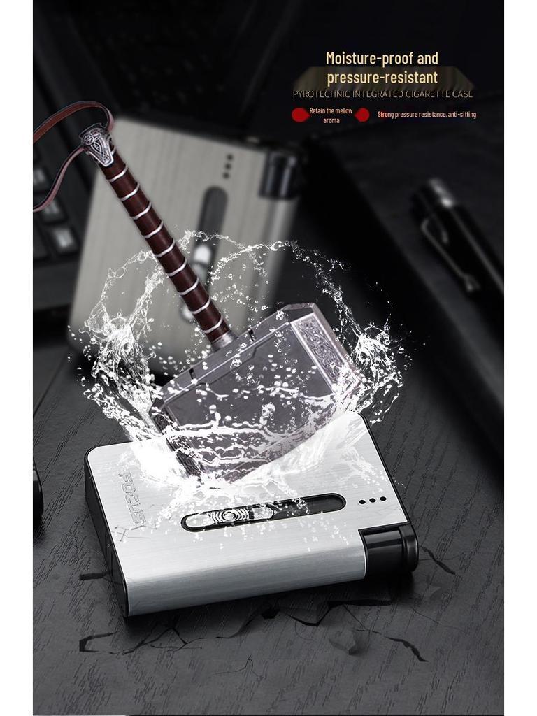 Focus YH026A10 Automatic Pop-up Cigarette Case & Lighter - Portable, Moisture-Proof, Pressure-Resistant