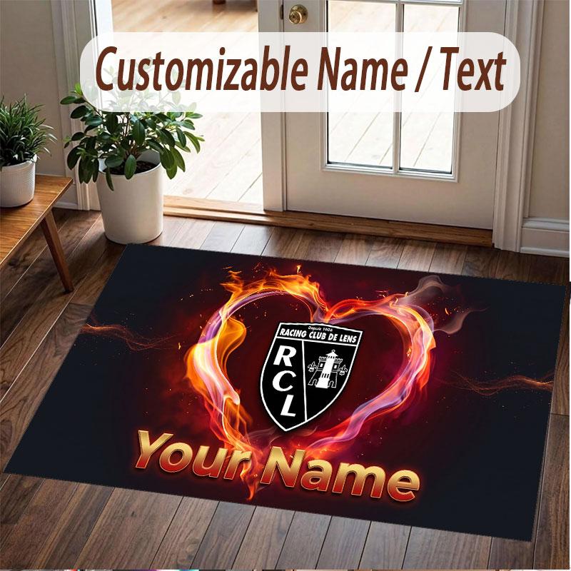 Custom Rug racing club de lens Pattern Print Name Text Soft Non‑Slip Floor Carpet for Home Indoor Decoration