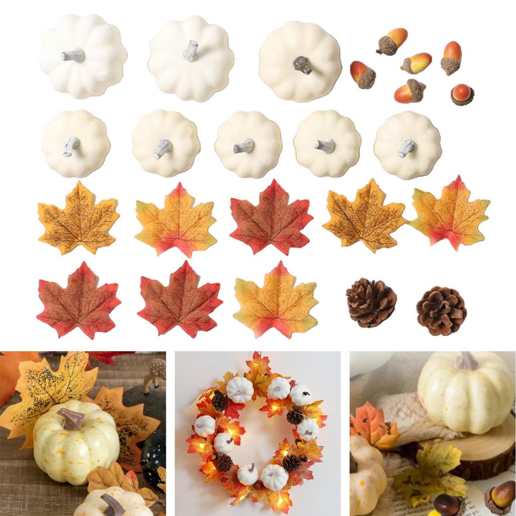 Pumpkins Maple Decoration Artificial Set for