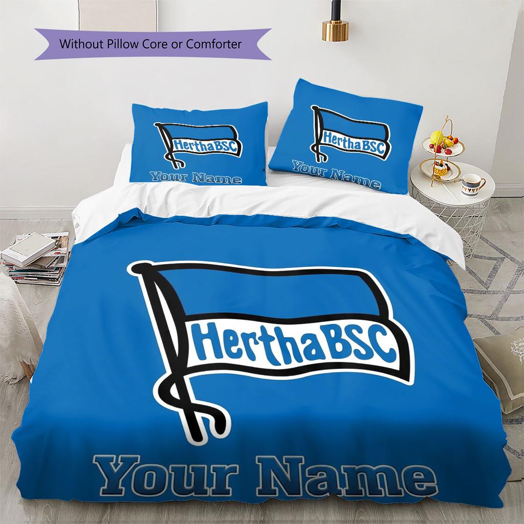 Hertha BSC Custom Name Pattern Bedding,Quilt Set Quilt Cover Pillowcase Home Birthday Gift(1 * Duvet Cover + 2 * Pillowcase, Without Core)