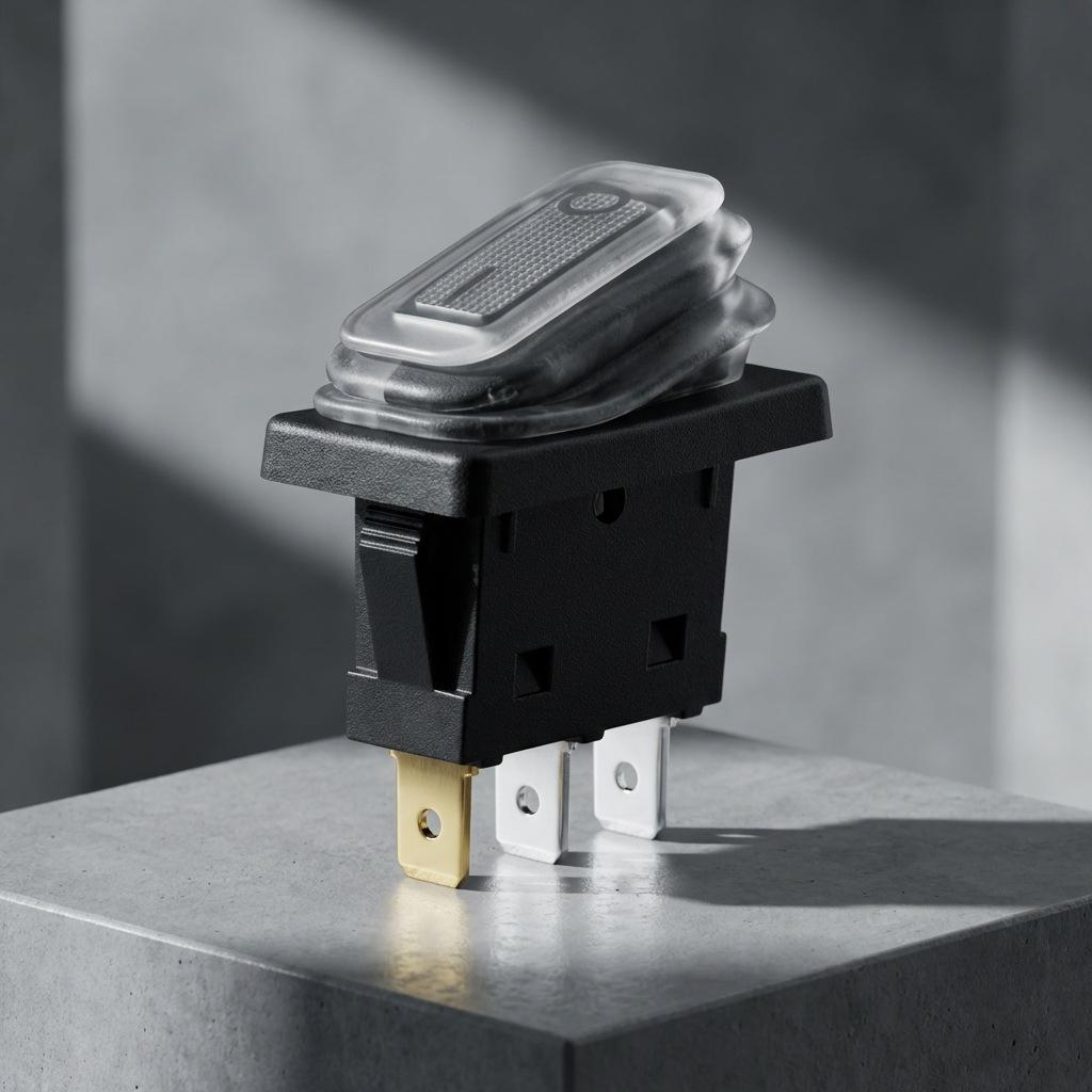 Waterproof High Current 30A/50A Boat-shaped Rocker Switch, KCD3, Single Pole, Three-leg Power Switch.