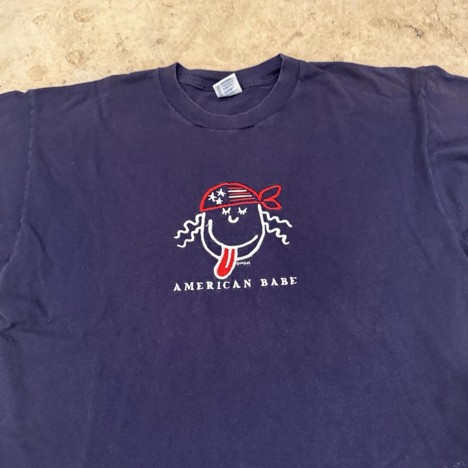 Vintage American Babe Patriotic TT-Shirt Womens XL 90s Made In USA *STAINS XL