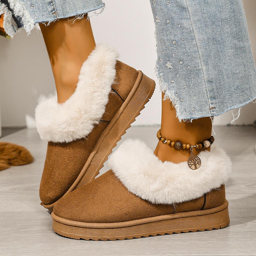 Fashion New Fluffy Women's Slippers Winter with Thick Sole for Indoor Anti-Slip Warmth At Home with Fur Lining for Couples Snow Boots