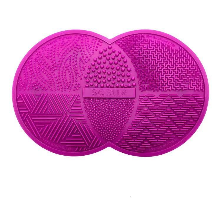 Portable Efficient Makeup Brush Cleaning Mat with Suction Cups, Low-Allergen Double-Sided Round Pad, Reusable Brush Cleaner Pad