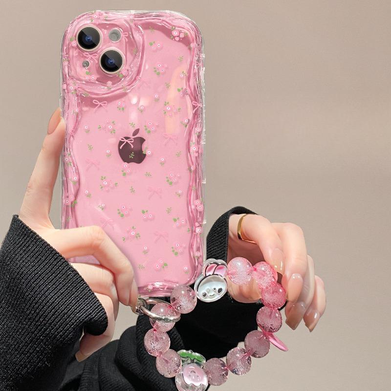 Bow Flower Bracelet Applicable To Apple 16 Transparent Mobile Phone Case Iphone15PRO Full-inclusive Silicone XS/XR Women
