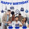 11Pcs Happy Birthday Decorations Kit for Men, Blue Sliver Happy Birthday Banner, Awesome Since Glitter Banner Party Supplies, Bday Decor Centerpieces