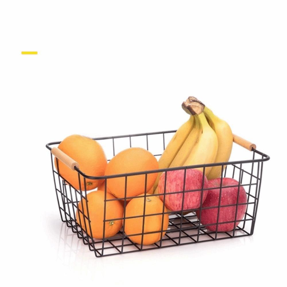 Rectangle Iron Wired Basket Metal Vegetable Fruit Snack Holder  For Bathroom Kitchen